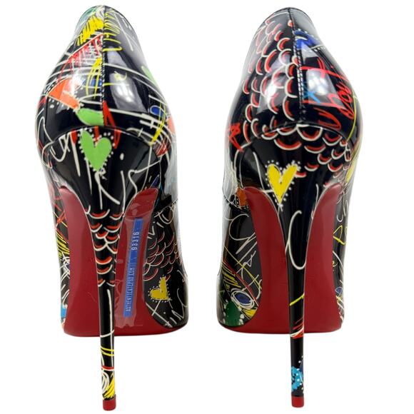 Christian Louboutin So Kate Graffiti Patent Leather Pumps Black Size 39.5 - Picture 5 of 9